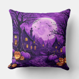 Coussin Nuit effrayante d'Halloween avec des citrouilles l