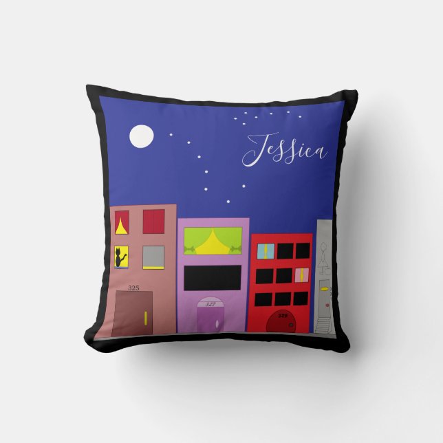 Coussin Nuit en ville : (Recto)