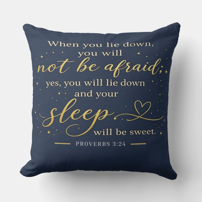 Coussin Nuit étoilée à minuit - Proverbes 3:24 (Recto)