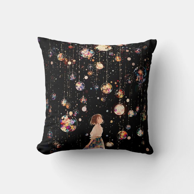 Coussin Nuit étoilée aux orbes lumineuses  (Recto)