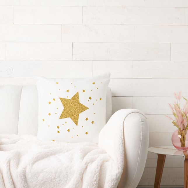 Coussin Nuit étoilée blanche et dorée (Canapé)