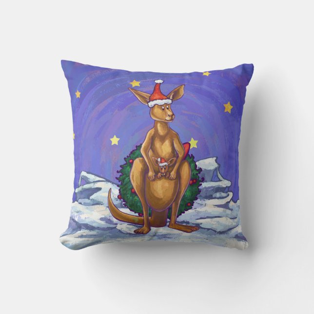 Coussin Nuit étoilée de Noël Kangaroo (Recto)