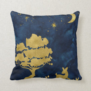 Coussin Nuit étoilée - silhouette dorée