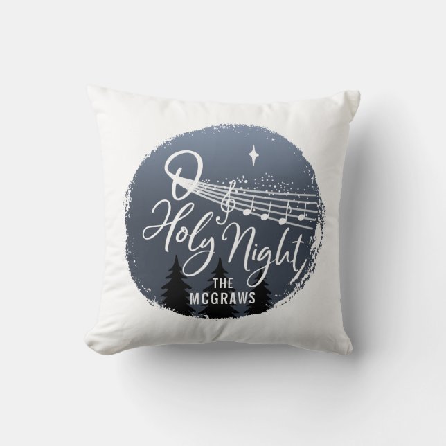 Coussin Nuit sainte d'O :  Notes de musique + Étoiles (Recto)