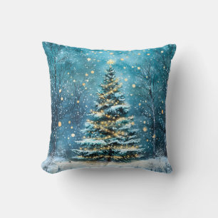 Coussin Nuit silencieuse Arbre de Noël lumineux Forêt