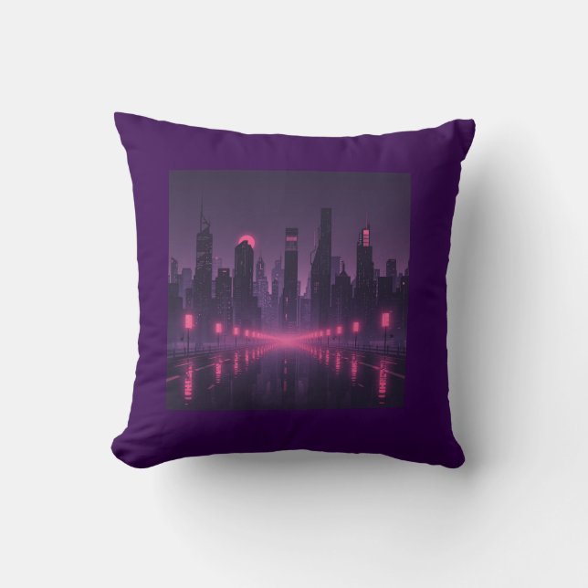 Coussin Nuits de la ville néon (Recto)