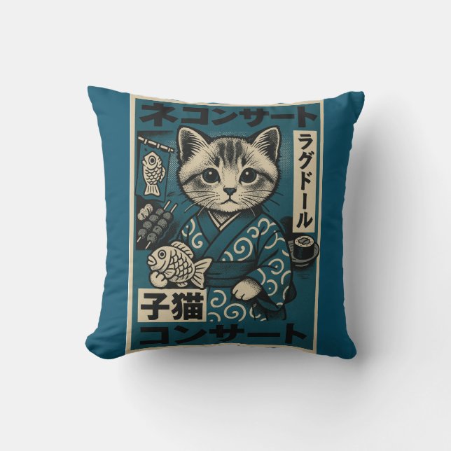 Coussin Nuits des nouilles Neko (Recto)