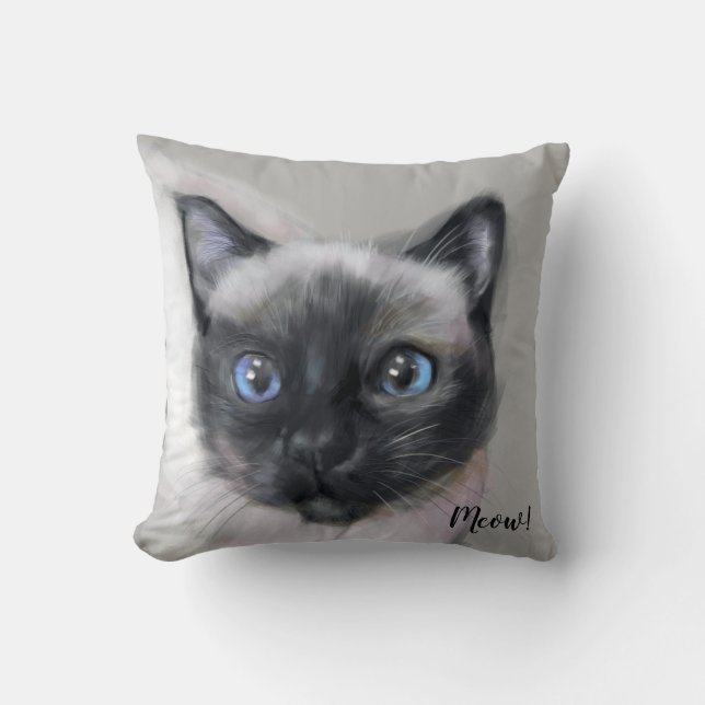 Coussin numériquement chat peint. Salut ! (Recto)