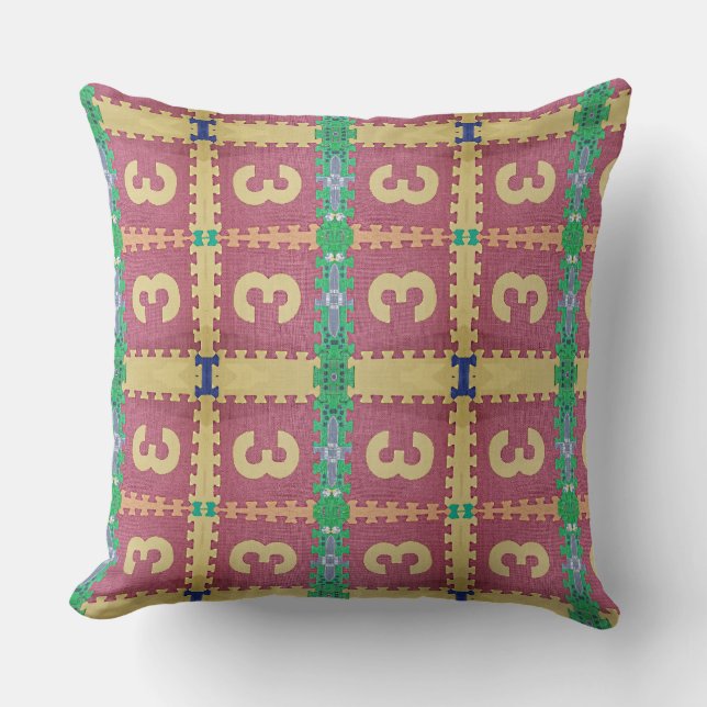 Coussin Numéro 3 de l'oreiller à lancer Carré rouge clair (Recto)