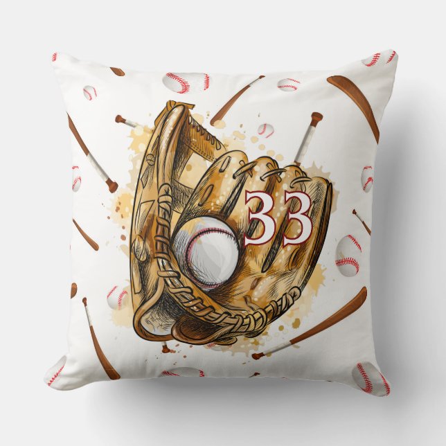 Coussin Numéro de baseball personnalisé (Recto)
