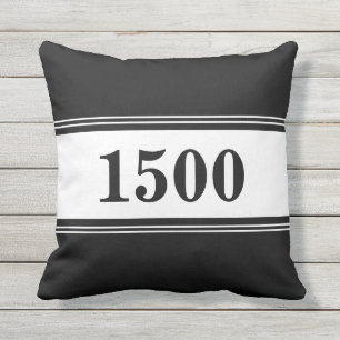 Coussin Numéro de la maison pour l'adresse de rue en noir 