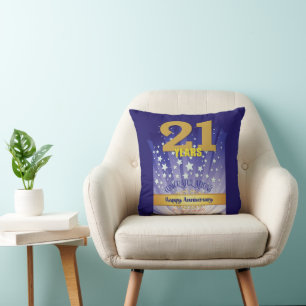 Coussin Numéro Gras - 21 Année DÉDICACÉE 12 Étapes Anniver