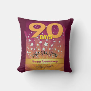 Coussin Numéro Gras - 90 Jours PERSONNALISÉ 12 Étapes Anni