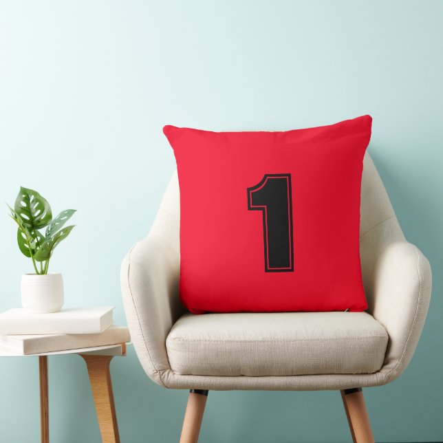 Coussin Numéro Un Rouge Coton de Qualité A pour Décoration (Chaise)