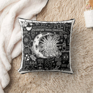 Coussin Numérologie Chanceuse Manifestation Magique Noir &