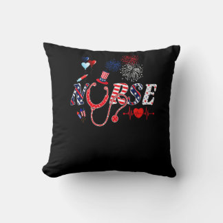 Coussin Nurse Stethoscope Usa American Flag Happy 4th Of J