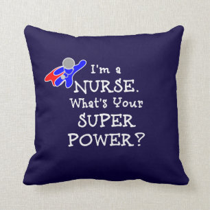 Coussin Nurse Superhero (texte blanc)
