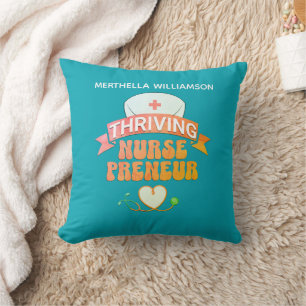 Coussin NURSEPRENEUR Turquoise personnalisée Infirmière En