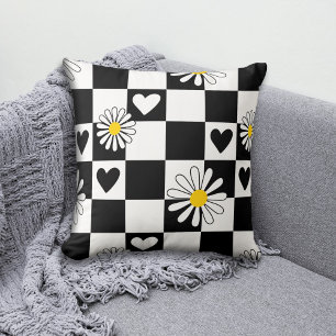 Coussin Nurserie à carreaux noir et blanc