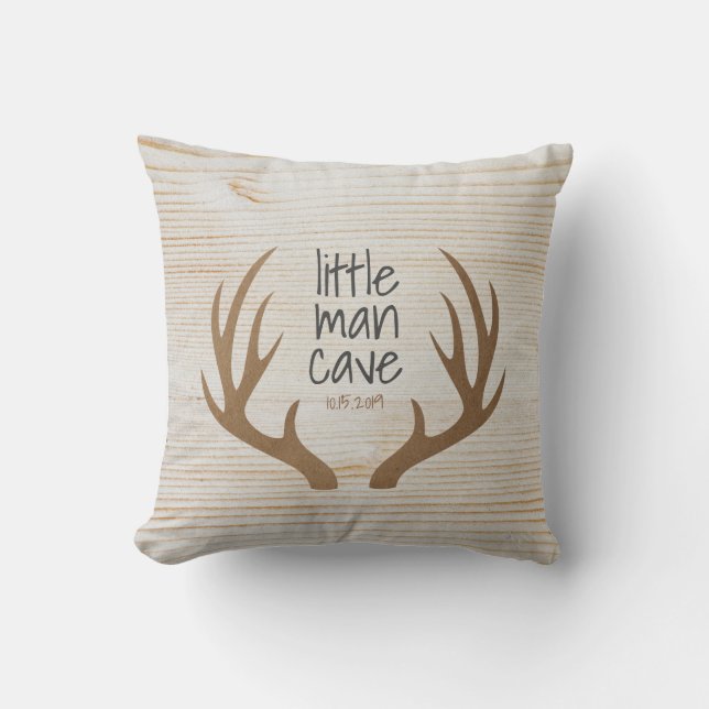 Coussin Nurserie Little Man Cave en bois et bois (Recto)