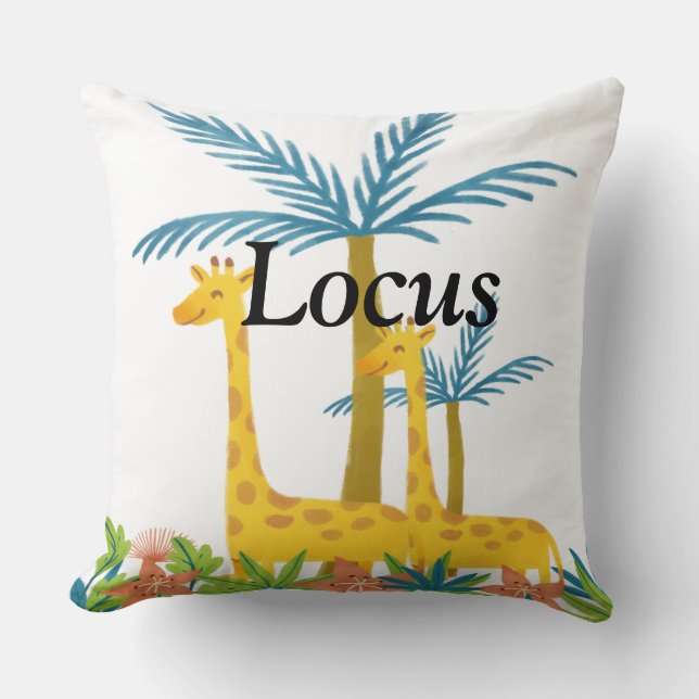 Coussin Nurserie personnalisée avec animaux de la savane e (Recto)