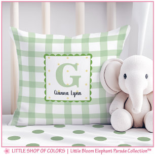 Coussin Nurserie personnalisée avec monogramme et gingham 