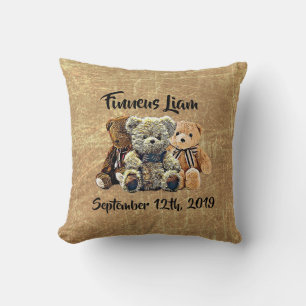 Coussin Nurserie pour bébé garçon ourson personnalisé