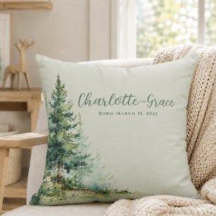 Coussin Nurserie Woodland Baby • Décor de forêt de sauge