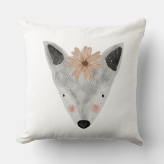 Coussin Nursery fille au style aquarelle avec des animaux