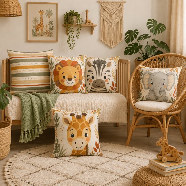 Coussin Nursery Safari Rayure Bohème (Créateur téléchargé)