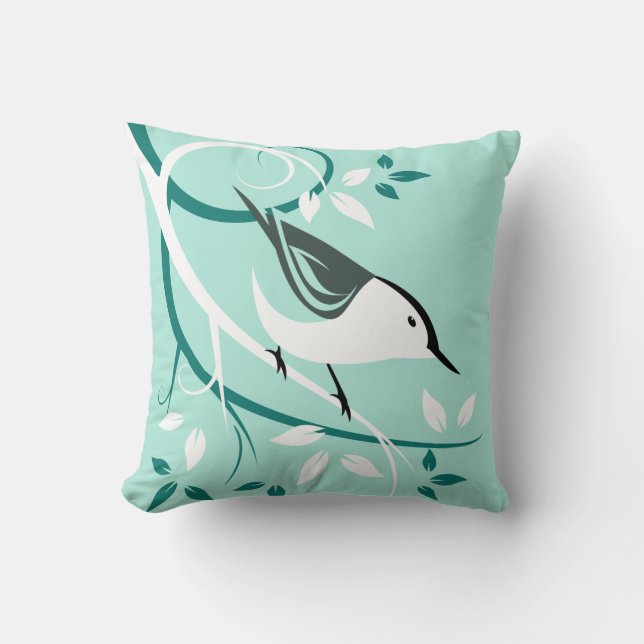 Coussin Nuthatch sur branche d'arbre (Recto)