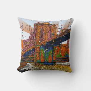 Coussin NYC psychédélique : Brooklyn Bridge #1