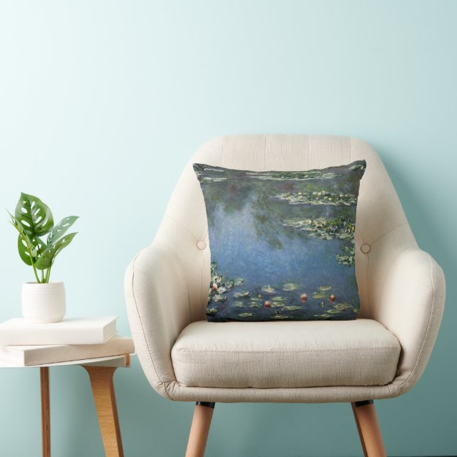 Coussin Nymphéas par Claude Monet, Fleurs Vintage (Chaise)