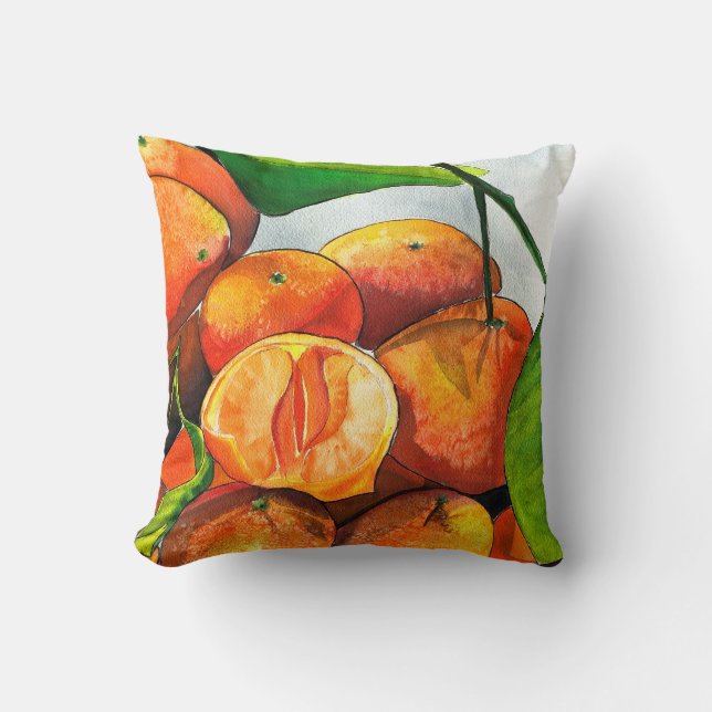 Coussin Oaquarelle mandarine (Recto)