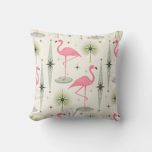 Coussin Oasis atomique avec Flamants roses roses Sac fourr (Recto)