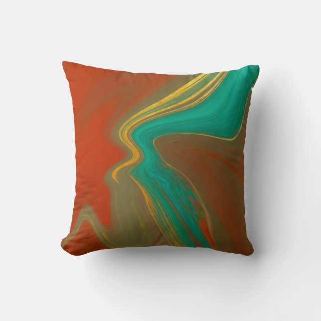 Coussin Oasis Doré – Terre Cuite Émeraude et Flu Doré (Recto)