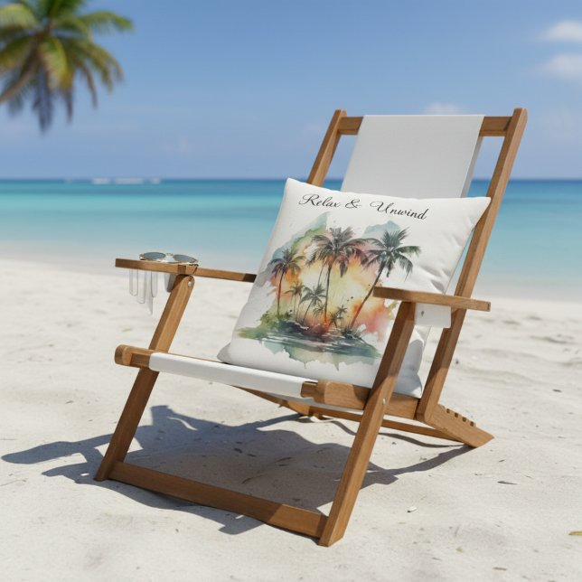 Coussin Oasis du coucher de soleil, personnalisé (Créateur téléchargé)