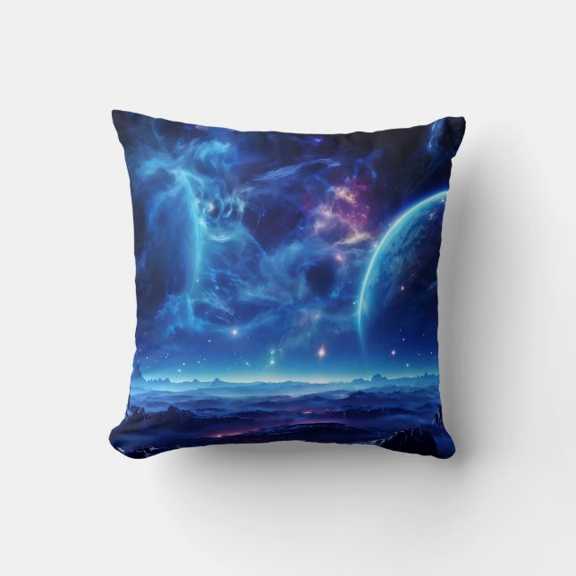 Coussin Oasis galactique : Nebula bleue Paysage stellaire (Recto)