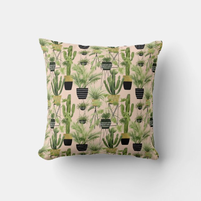 Coussin Oasis intérieure | Motif de ligne Plante (Recto)