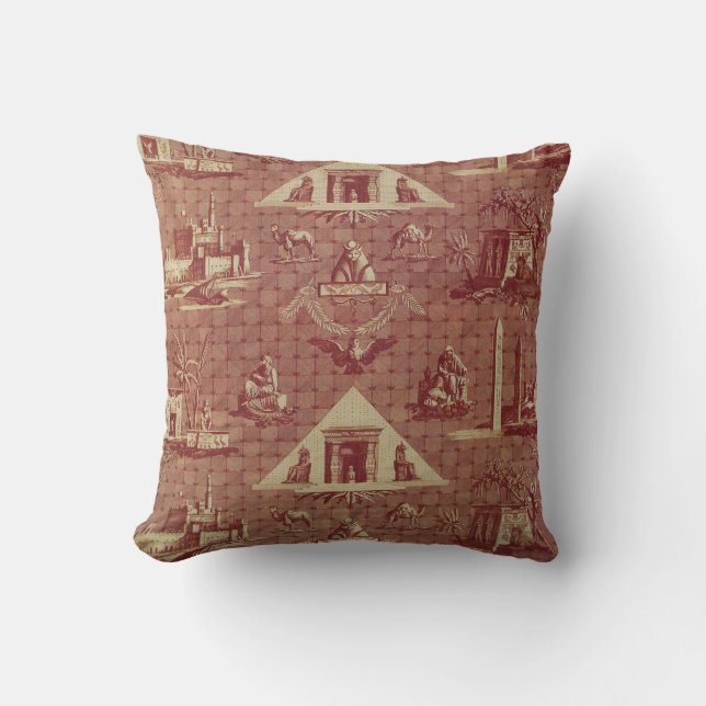 Coussin Oberkampf Manufactory Les Monuments d'Egypte (Recto)