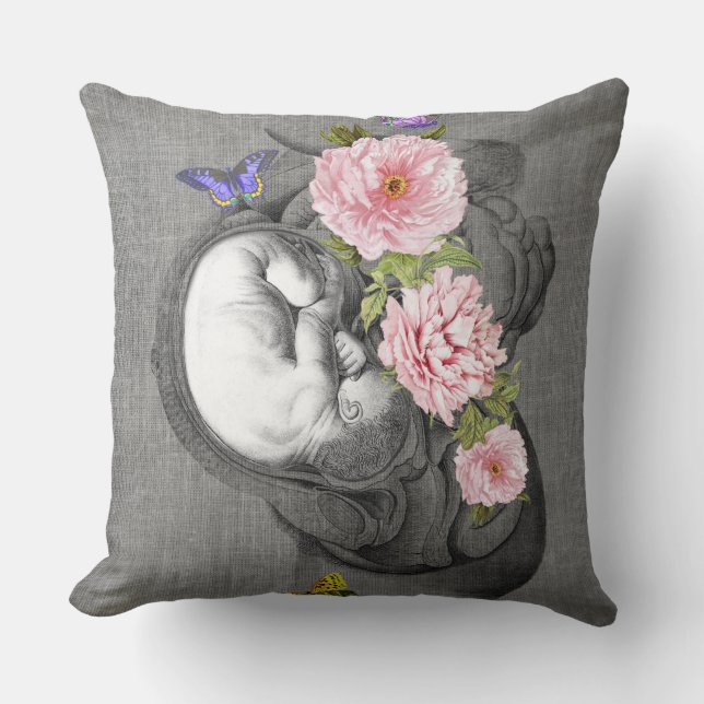 Coussin OBGYN Anatomie Florale Art Womb Décoration Baby De (Recto)