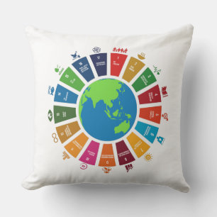 Coussin Objectifs mondiaux UN 2030 Jeu d'oreiller