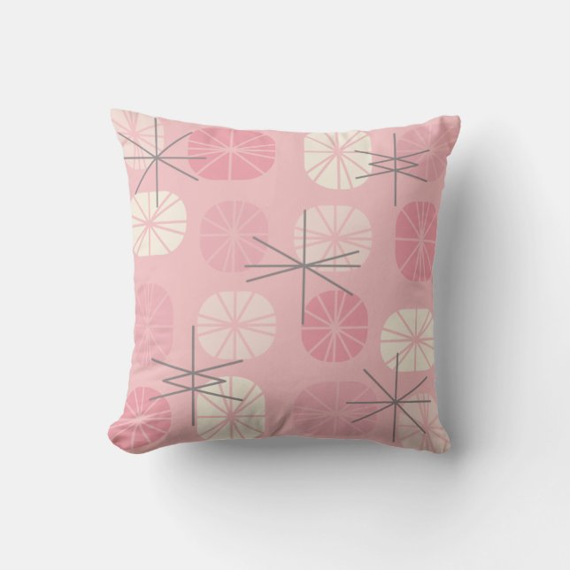 Coussin Oblongs Motifs du milieu du siècle rose Vanille (Recto)