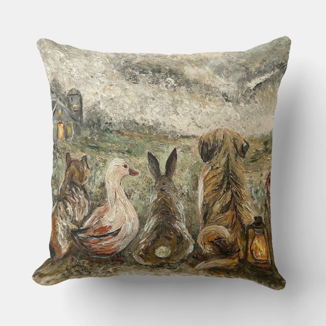 Coussin Observation silencieuse d'animaux fantaisistes de  (Recto)