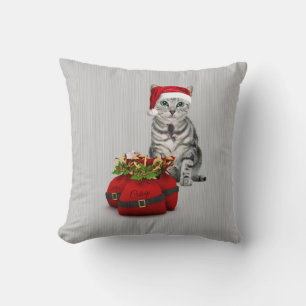 Coussin OBSOLETE Chat et souris Monogramme de Noël