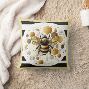 Coussin Occupé Bee sur Honeycomb : Hexagons et cercles