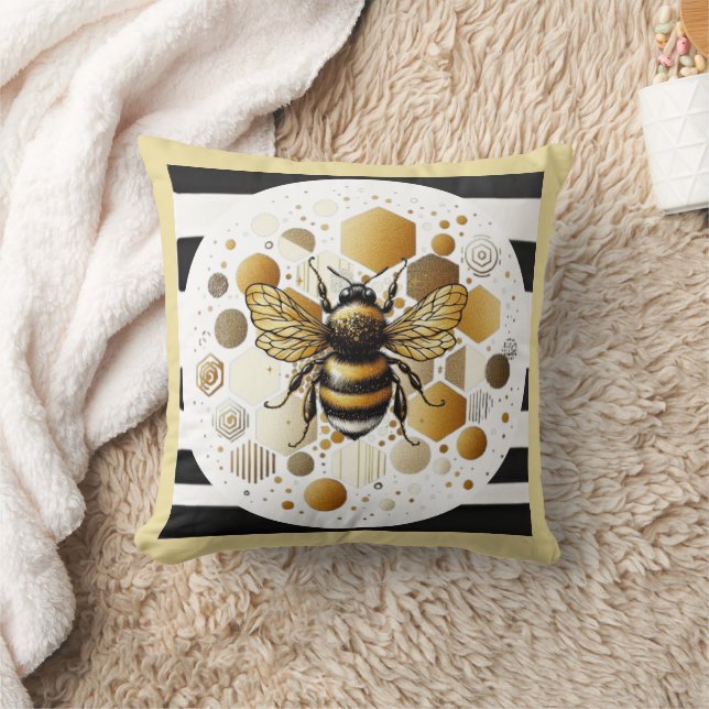 Coussin Occupé Bee sur Honeycomb : Hexagons et cercles (Couverture)