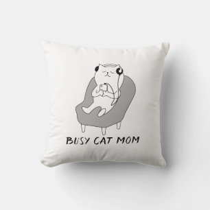 Coussin Occupé maman de chat