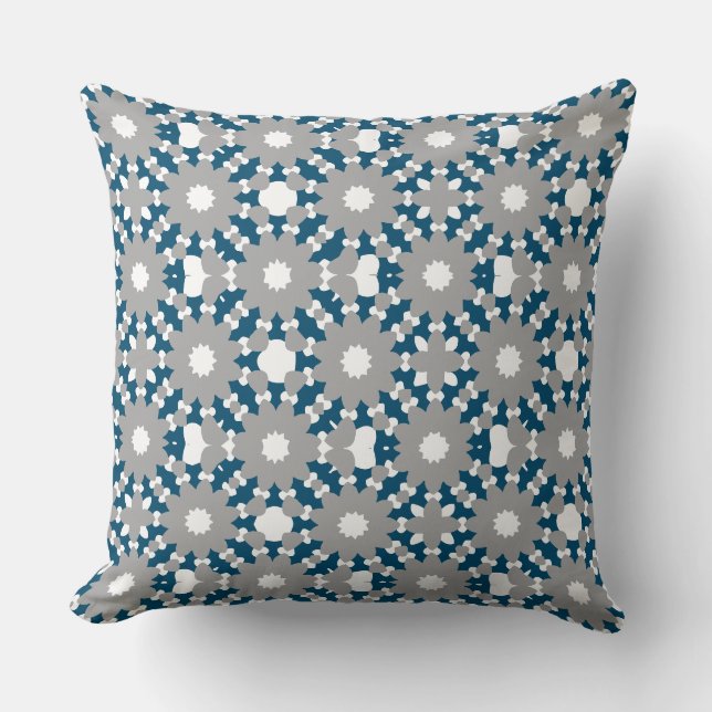 Coussin Océan bleu gris blanc Cercles connectés Motif (Recto)