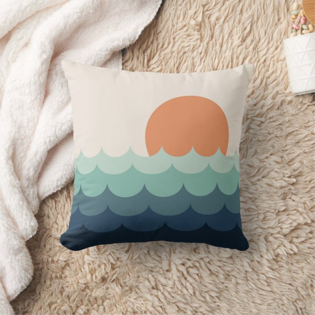 Coussin Océan bleu intense au coucher du soleil (Couverture)